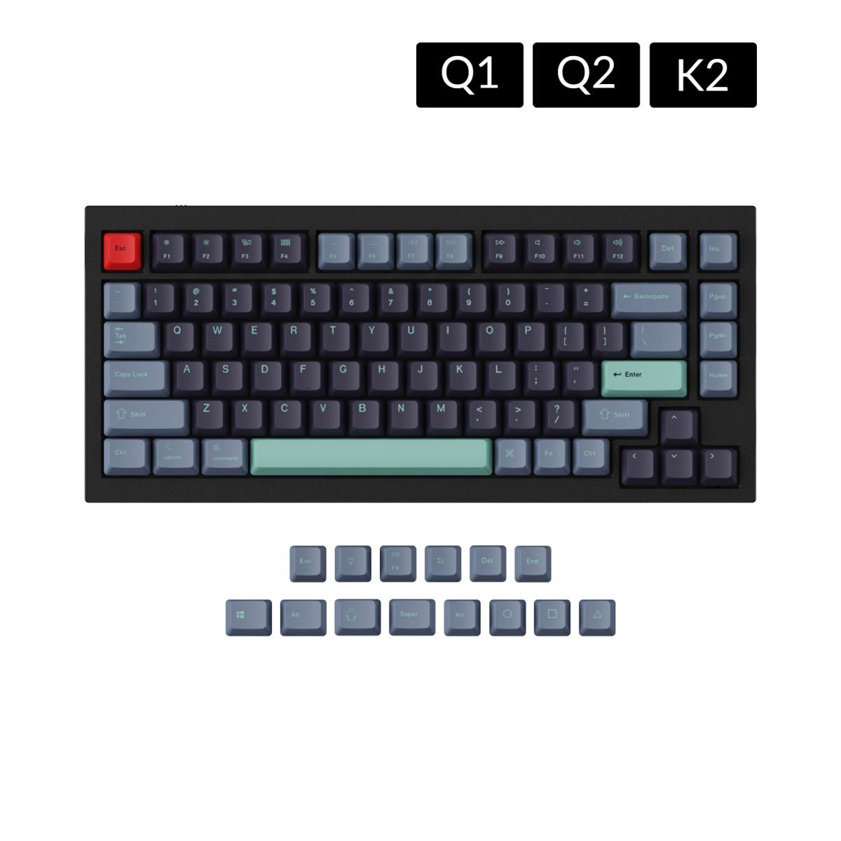 oem dye sub pbt keycap set for q1 q2 k2 keyboard