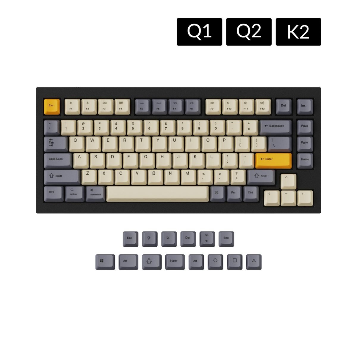 oem profile dye sub pbt keycap set for q1 q2 k2