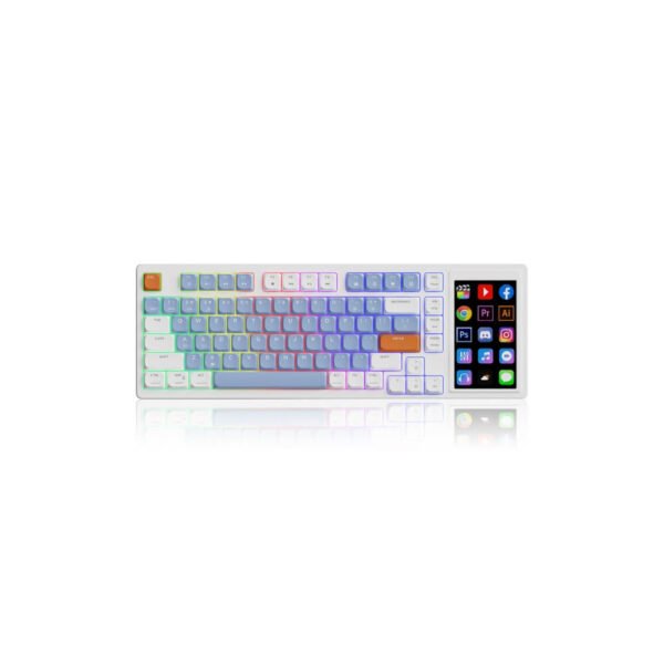 Td Ajazz AKP815 Touch Screen Low Profile Mechanical Keyboard White Blue Orange