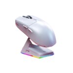 LINGBAO M6 Wireless Tri-Mode Gaming Mouse With Dock white