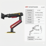 NORTH BAYOU Adjustable Gaming Monitor Arm - Image 5